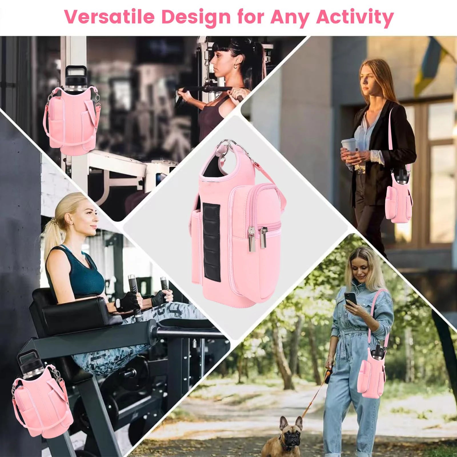 Revolutionary Magnetic Gym Bag Water Bottle Carrier - Adjustable Sling for 40oz Bottles!