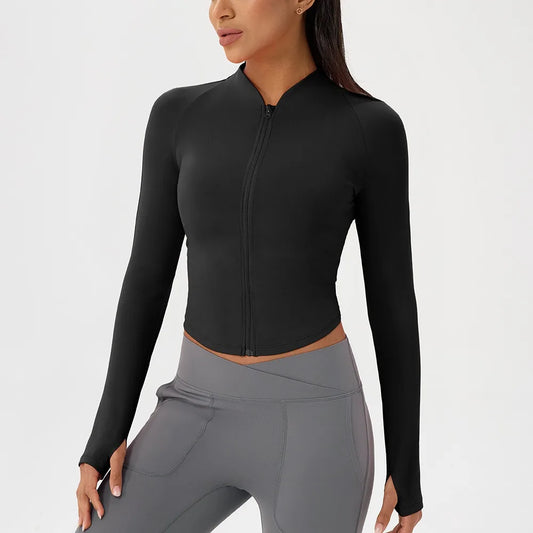 Elevate Your Workout with the 2025 Women's Slim Fit Long Sleeve Yoga Shirt - Quick Dry Zipper Cardigan for Outdoor Running and Gym Sessions