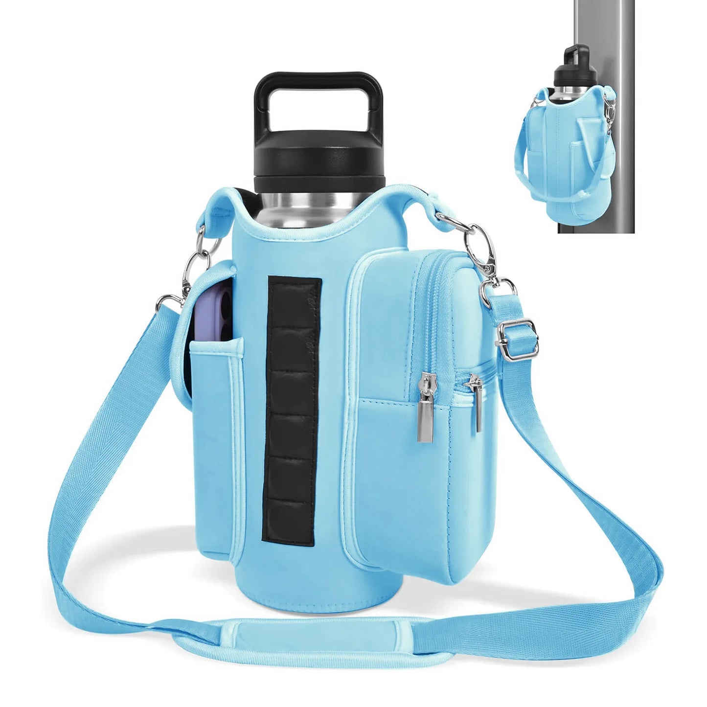 Revolutionary Magnetic Gym Bag Water Bottle Carrier - Adjustable Sling for 40oz Bottles!