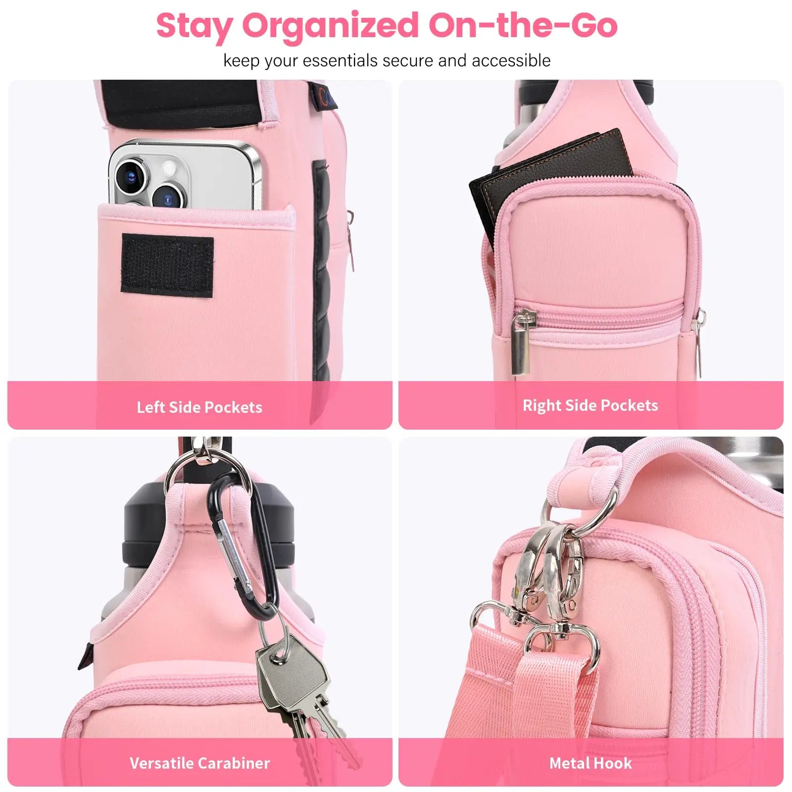 Revolutionary Magnetic Gym Bag Water Bottle Carrier - Adjustable Sling for 40oz Bottles!