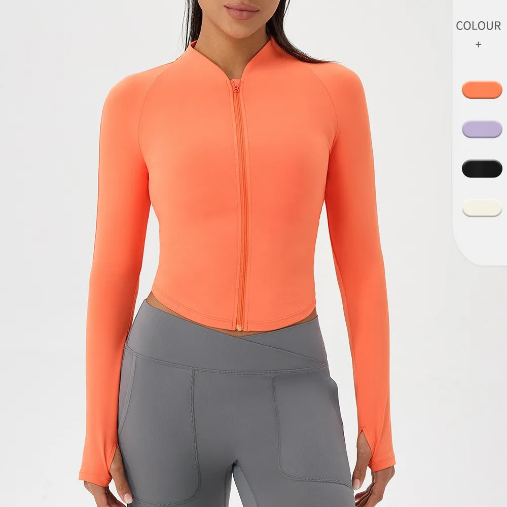 Elevate Your Workout with the 2025 Women's Slim Fit Long Sleeve Yoga Shirt - Quick Dry Zipper Cardigan for Outdoor Running and Gym Sessions
