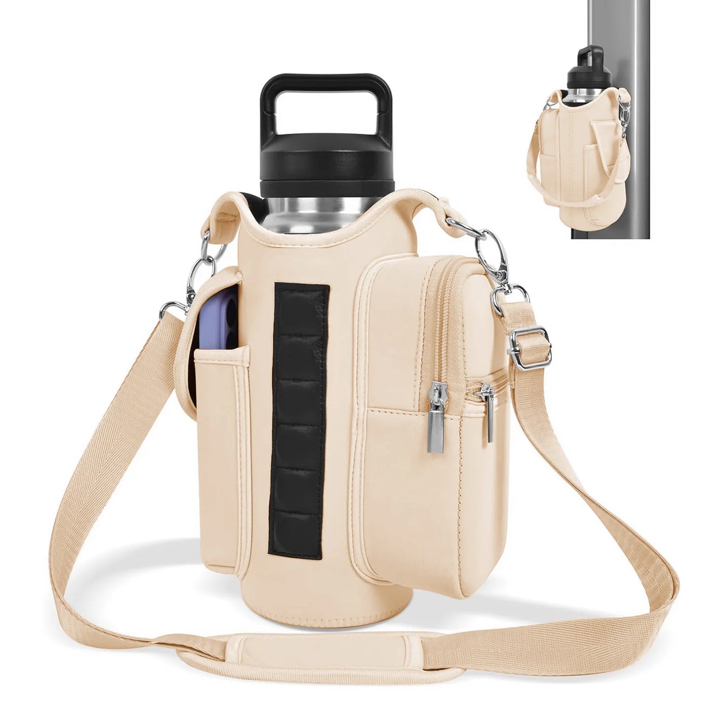 Revolutionary Magnetic Gym Bag Water Bottle Carrier - Adjustable Sling for 40oz Bottles!