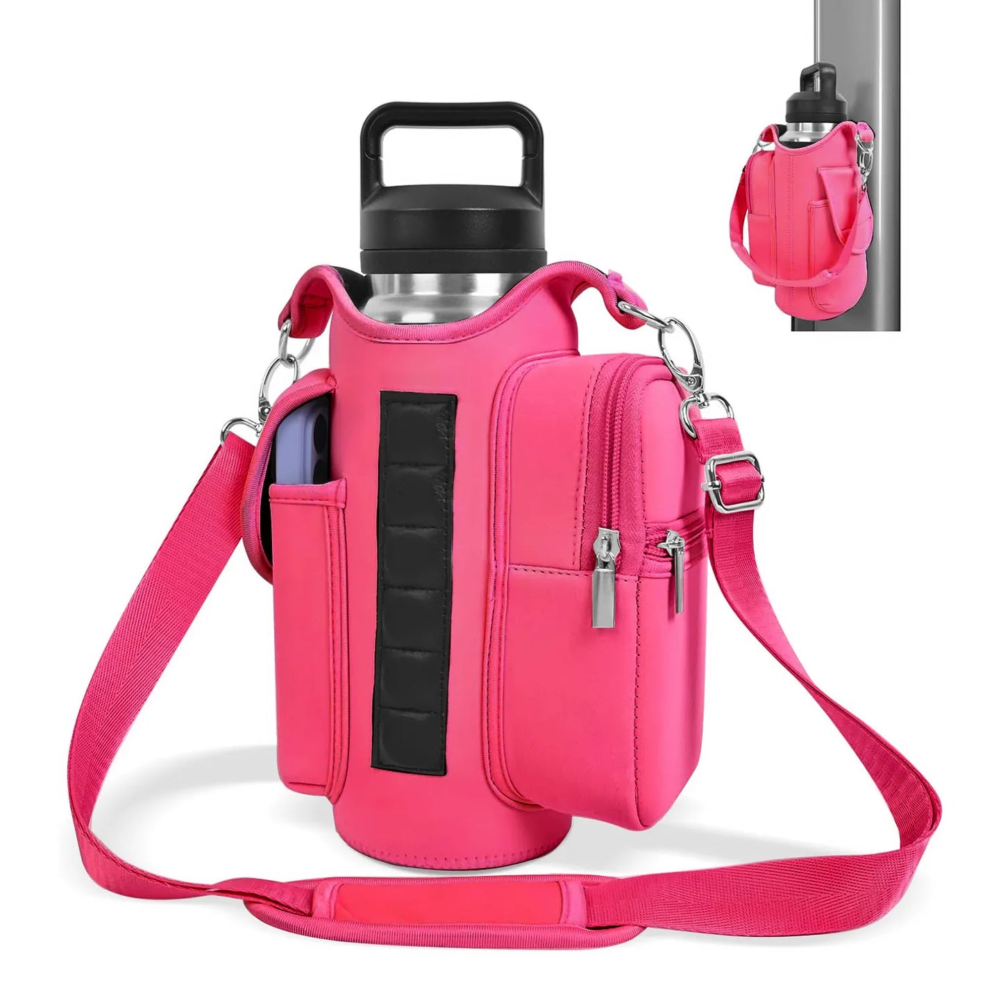 Revolutionary Magnetic Gym Bag Water Bottle Carrier - Adjustable Sling for 40oz Bottles!