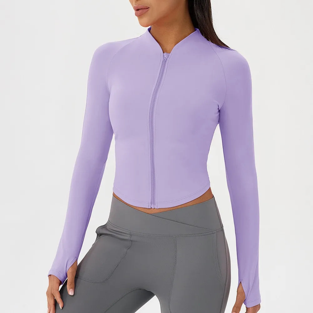 Elevate Your Workout with the 2025 Women's Slim Fit Long Sleeve Yoga Shirt - Quick Dry Zipper Cardigan for Outdoor Running and Gym Sessions