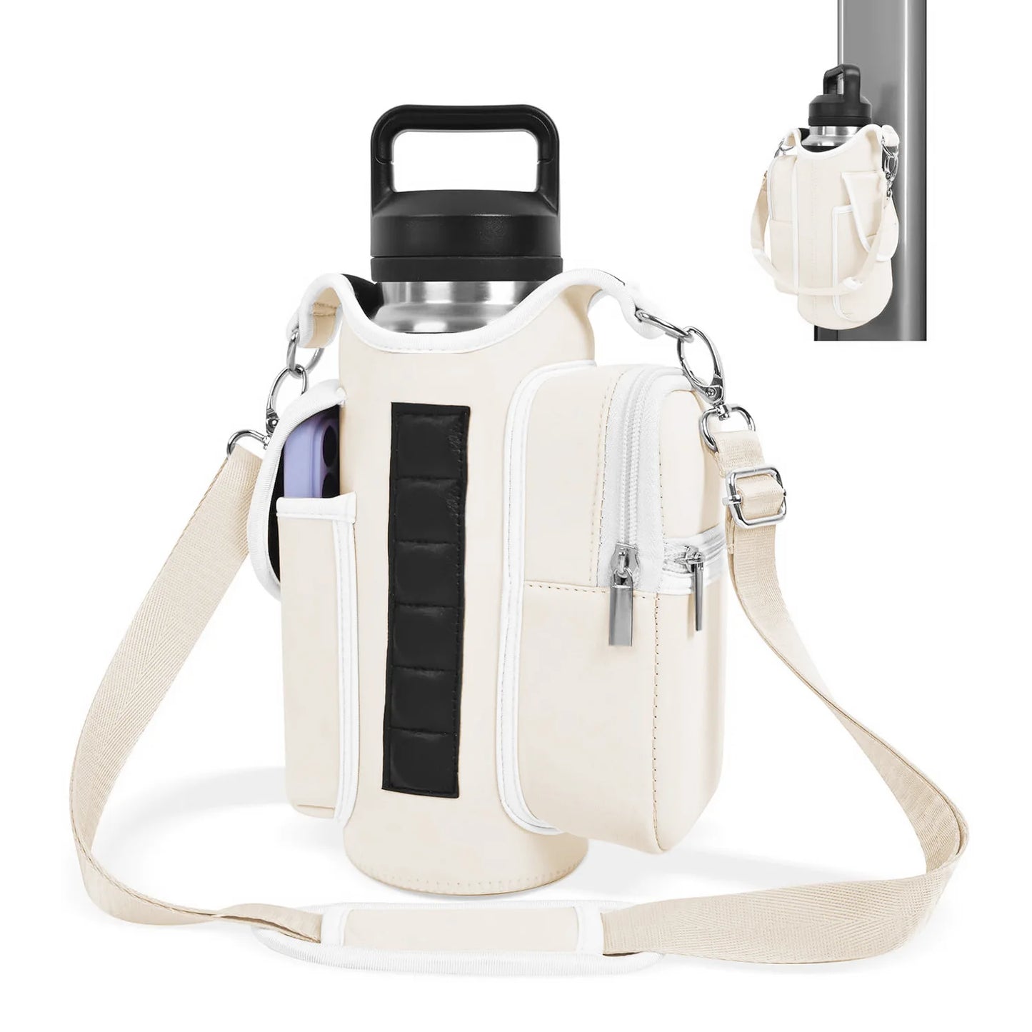 Revolutionary Magnetic Gym Bag Water Bottle Carrier - Adjustable Sling for 40oz Bottles!