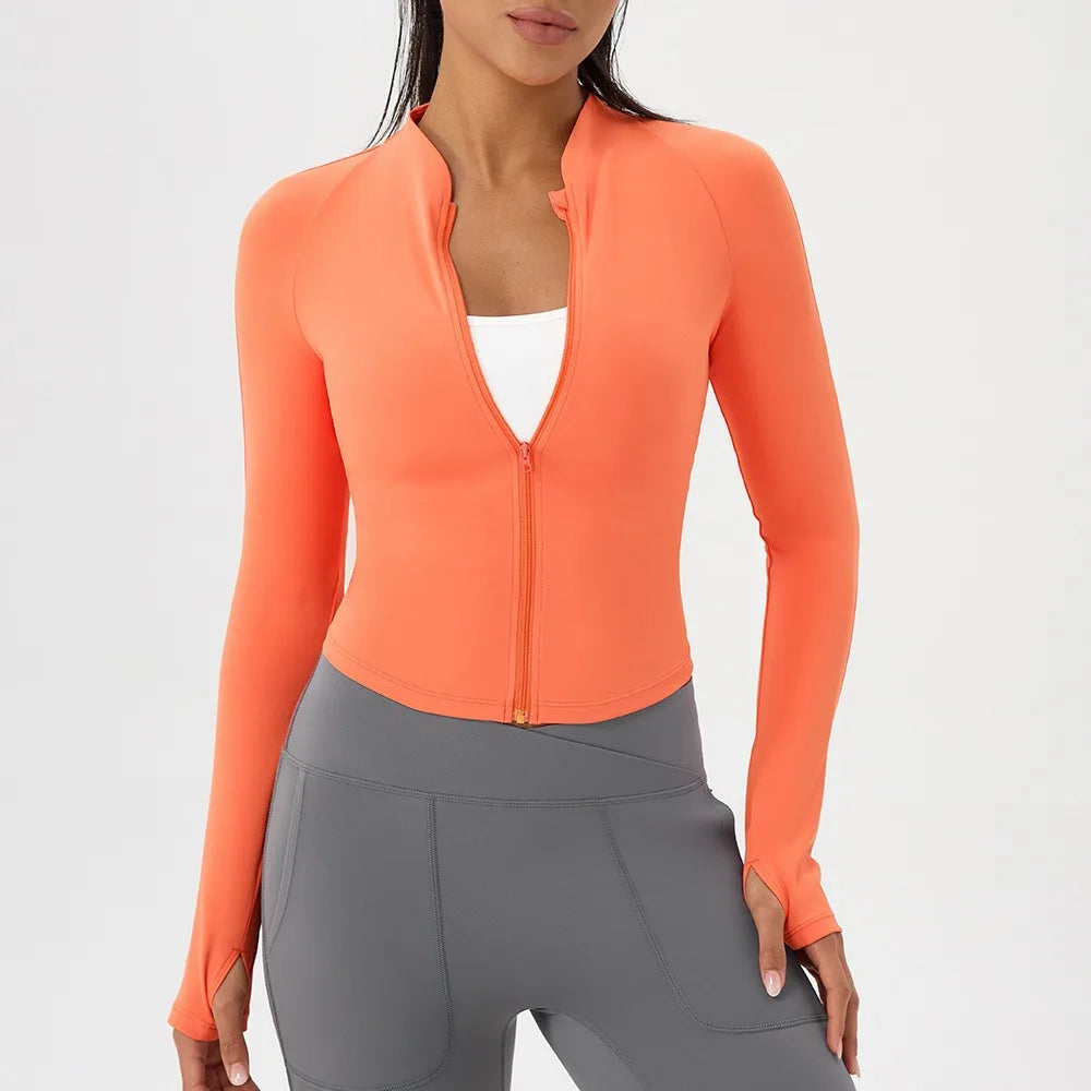 Elevate Your Workout with the 2025 Women's Slim Fit Long Sleeve Yoga Shirt - Quick Dry Zipper Cardigan for Outdoor Running and Gym Sessions