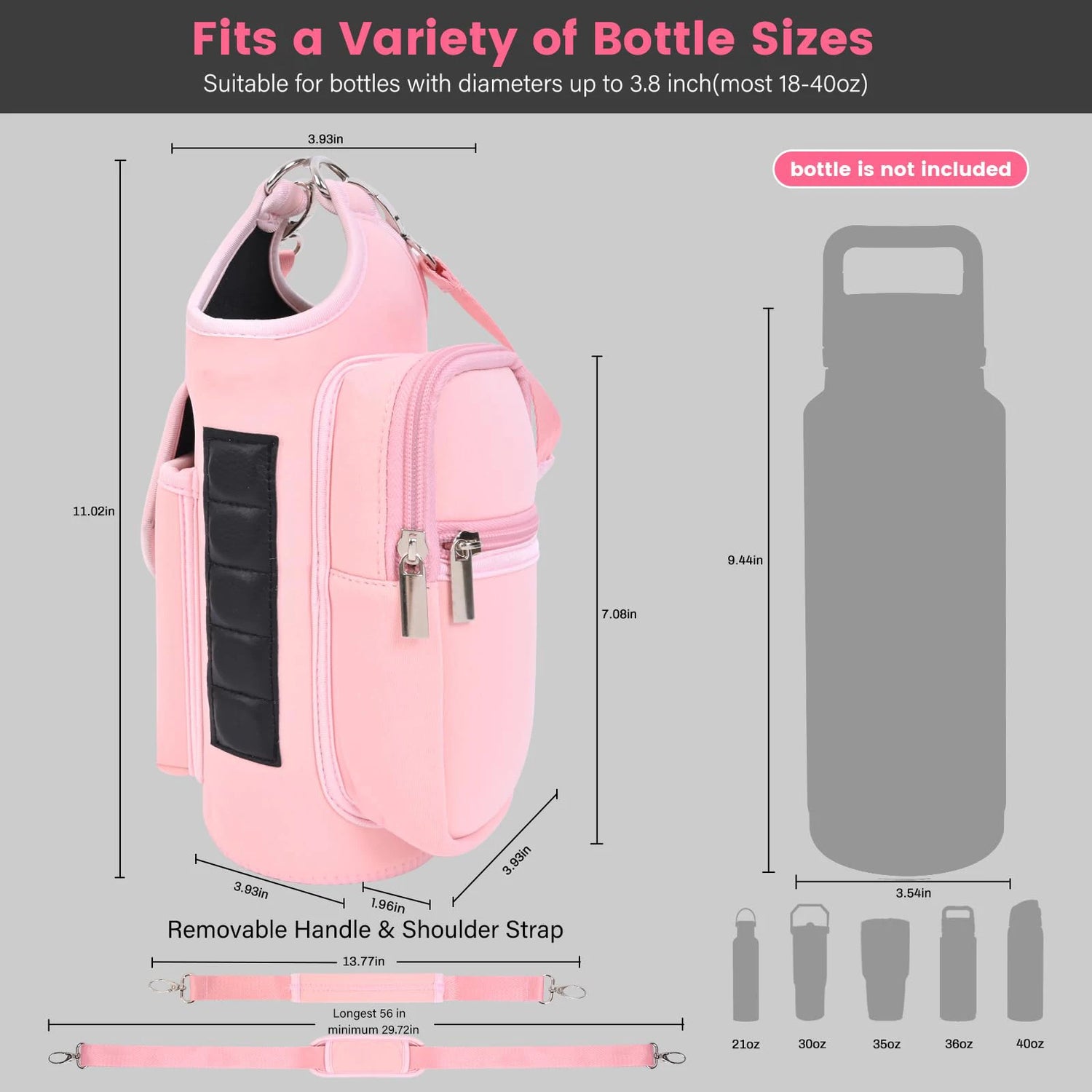 Revolutionary Magnetic Gym Bag Water Bottle Carrier - Adjustable Sling for 40oz Bottles!
