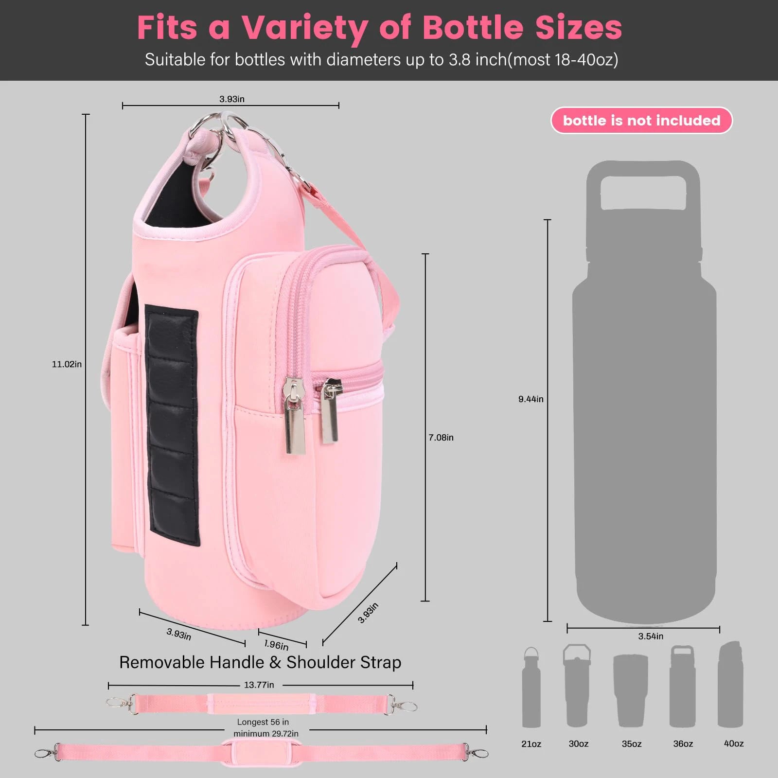 Revolutionary Magnetic Gym Bag Water Bottle Carrier - Adjustable Sling for 40oz Bottles!