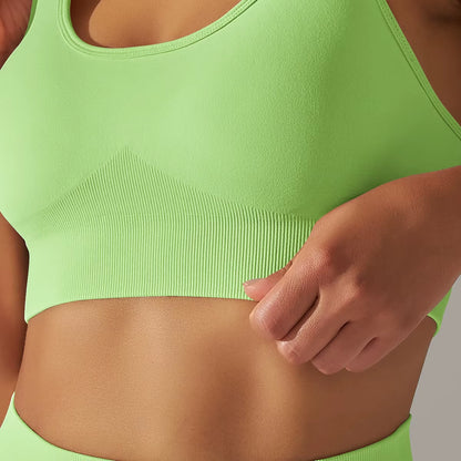 Women Halterneck Sports Bra High Support Impact Ruched Fitness Gym Yoga Top Workout Clothes Push up Corset Padded Activewear
