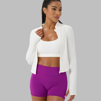 Elevate Your Workout with the 2025 Women's Slim Fit Long Sleeve Yoga Shirt - Quick Dry Zipper Cardigan for Outdoor Running and Gym Sessions