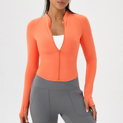Elevate Your Workout with the 2025 Women's Slim Fit Long Sleeve Yoga Shirt - Quick Dry Zipper Cardigan for Outdoor Running and Gym Sessions