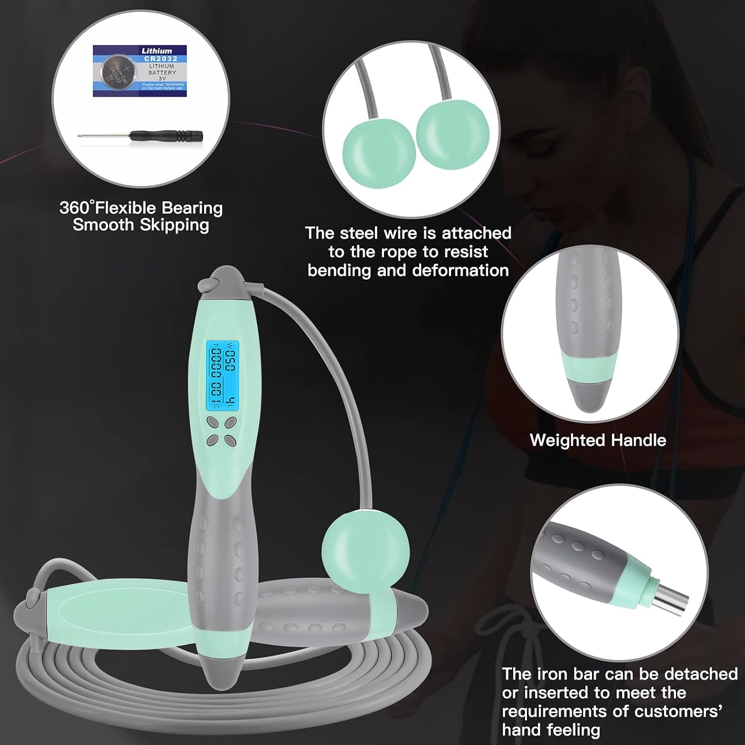 Elevate Your Fitness Game with Our Digital Weighted Jump Rope - Maximize Your Workouts with Smart Counter, Slip-Resistant Handles & Cordless Flexibility for All Ages!